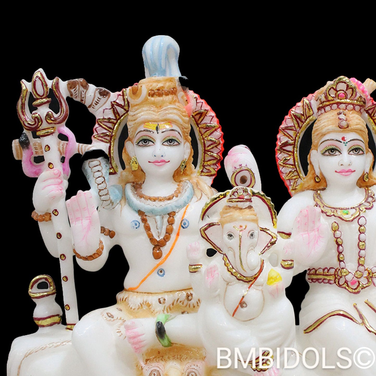 Marble Shiv Parivar Murti with Ganesh Ji and Murugan For Home