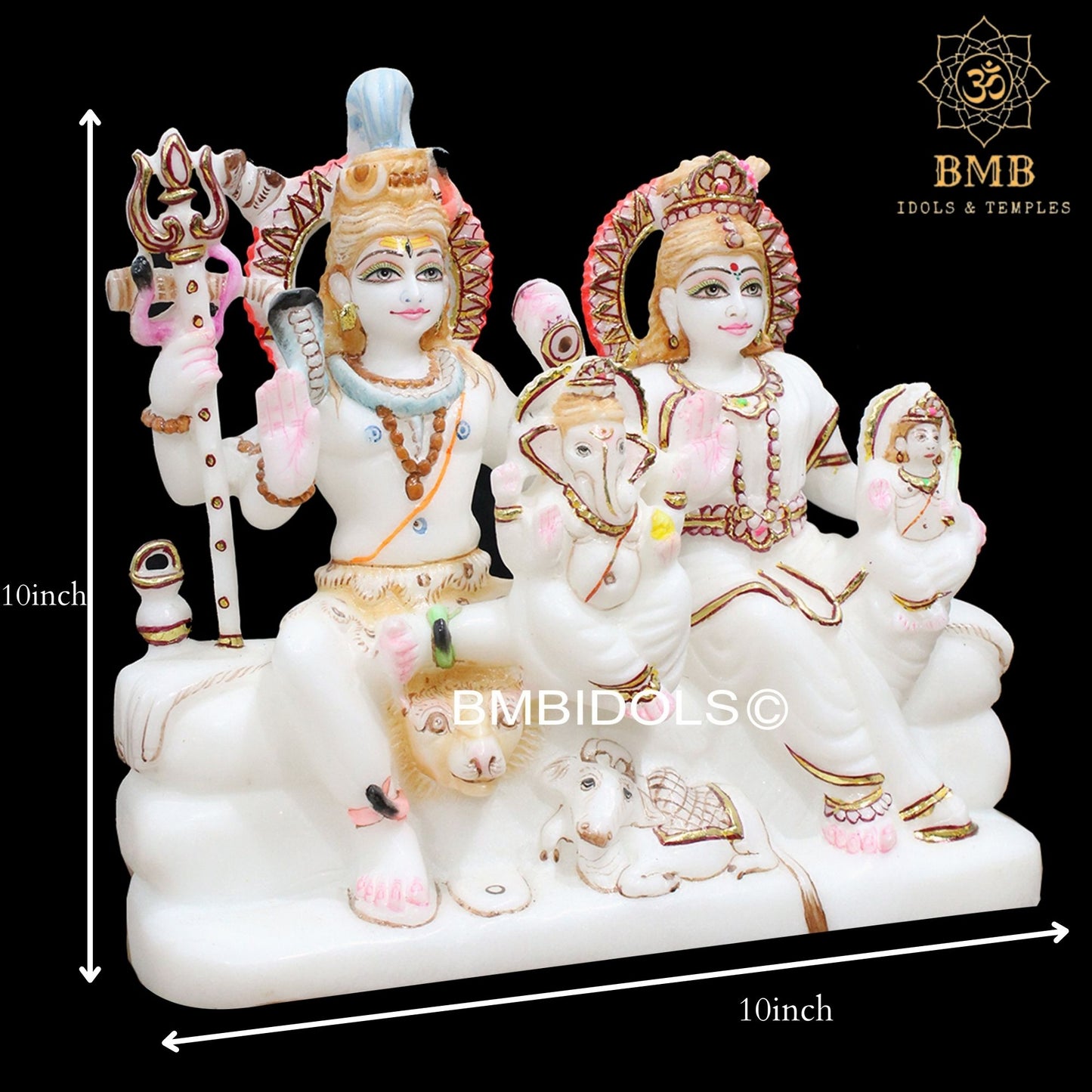Marble Shiv Parivar Murti with Ganesh Ji and Murugan For Home