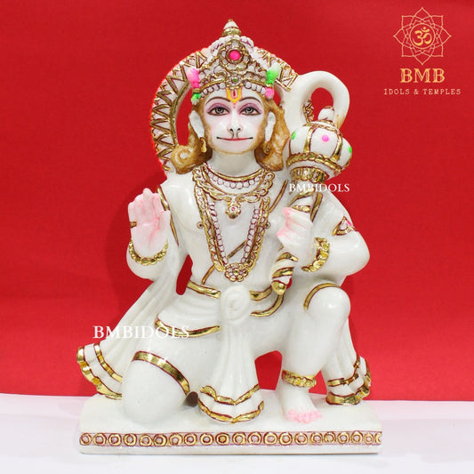 Marble Hanuman Murti in Makrana Marble 15inches ashirwad Posture