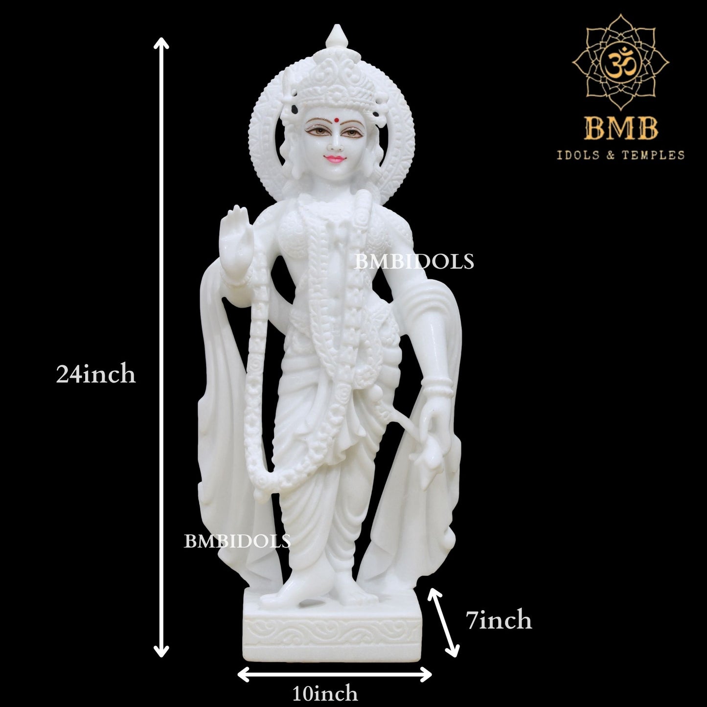 2feet Marble Radha Krishna Statue in Makrana Marble for Home and Temples