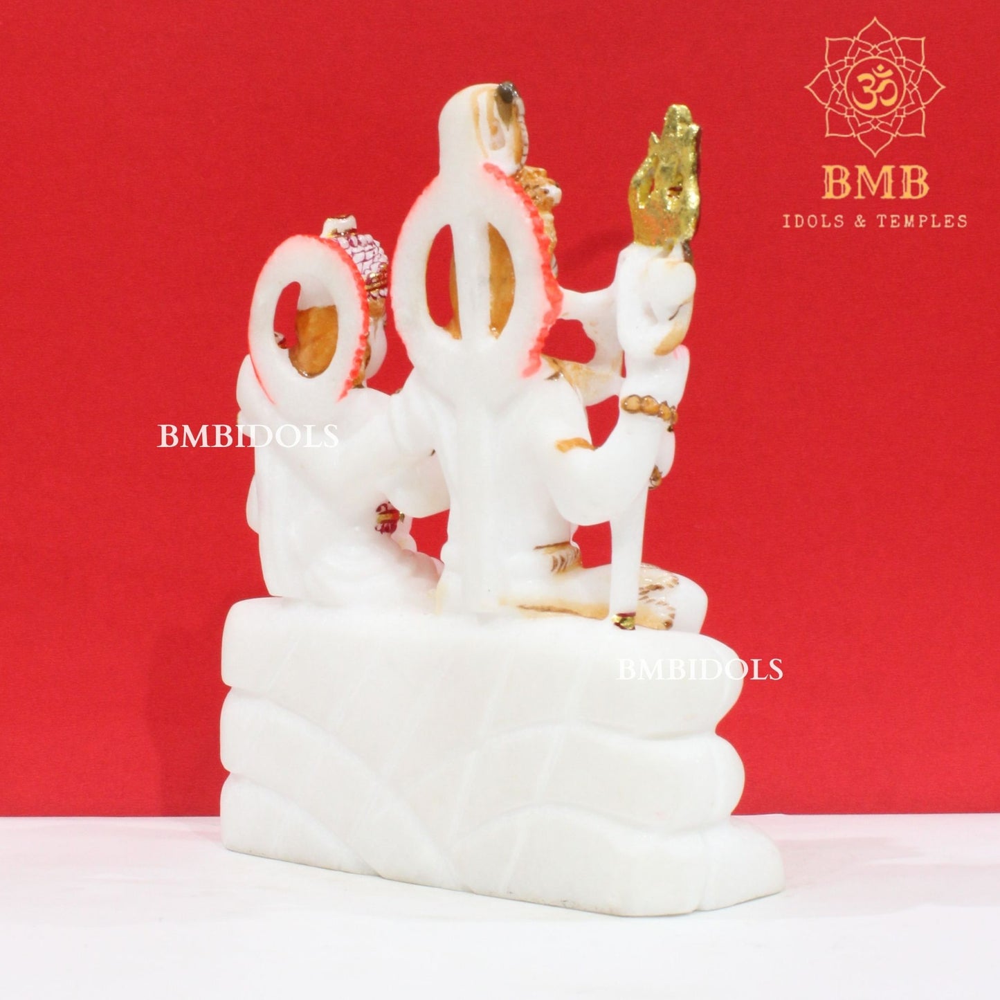 Marble Shiv Parivar Murti made in Makrana Pure white natural Marble in 9inch