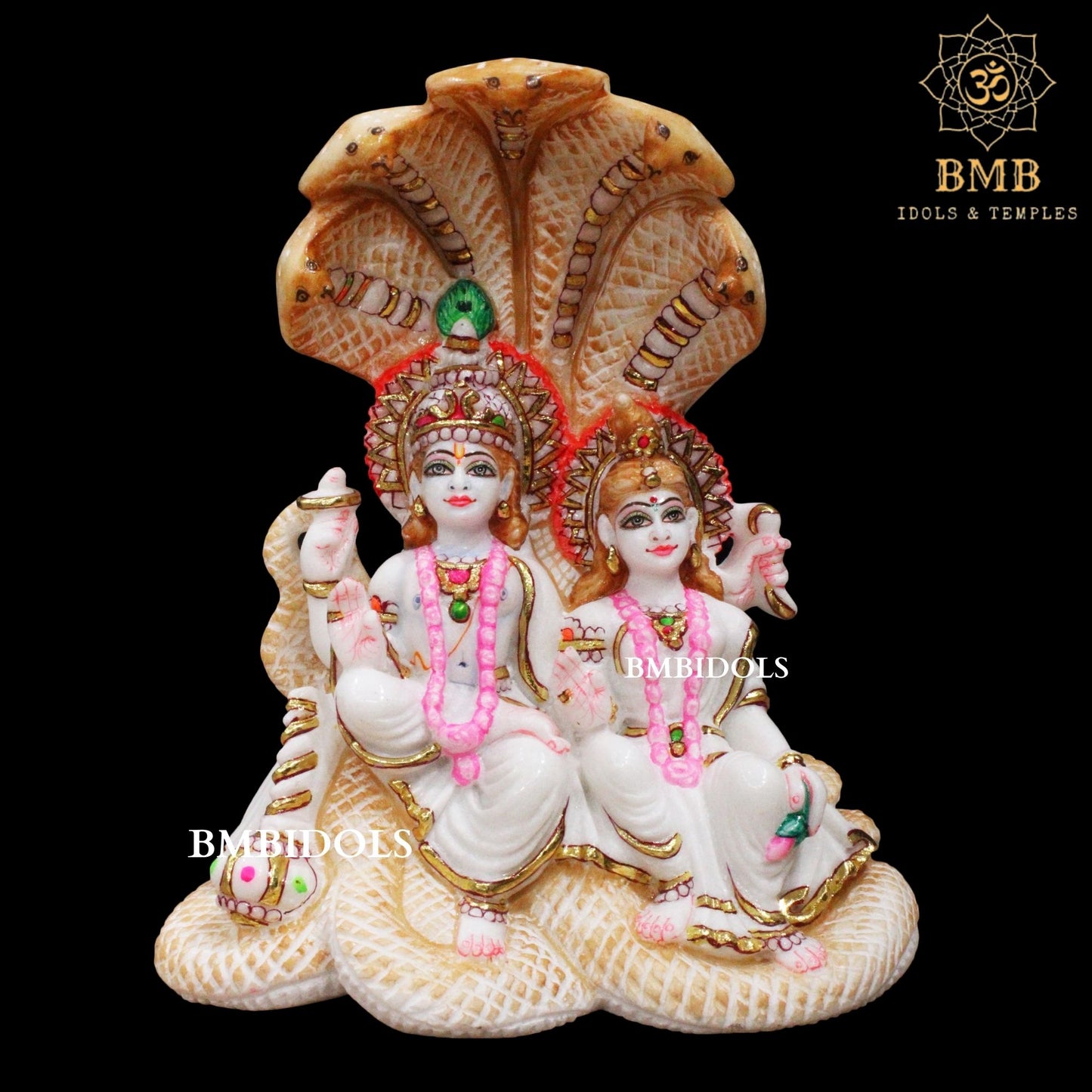 Sheshnaag Lakshmi Naryan Statue made in Makrana marble in 12inches