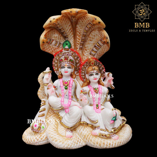 Sheshnaag Lakshmi Naryan Statue made in Makrana marble in 12inches