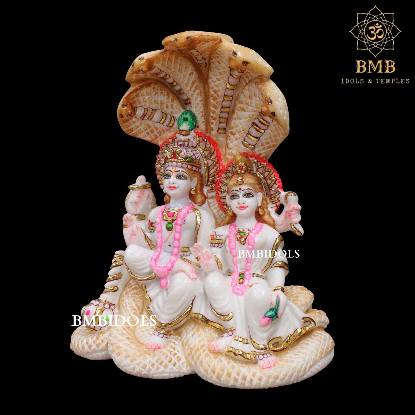 Sheshnaag Lakshmi Naryan Statue made in Makrana marble in 12inches