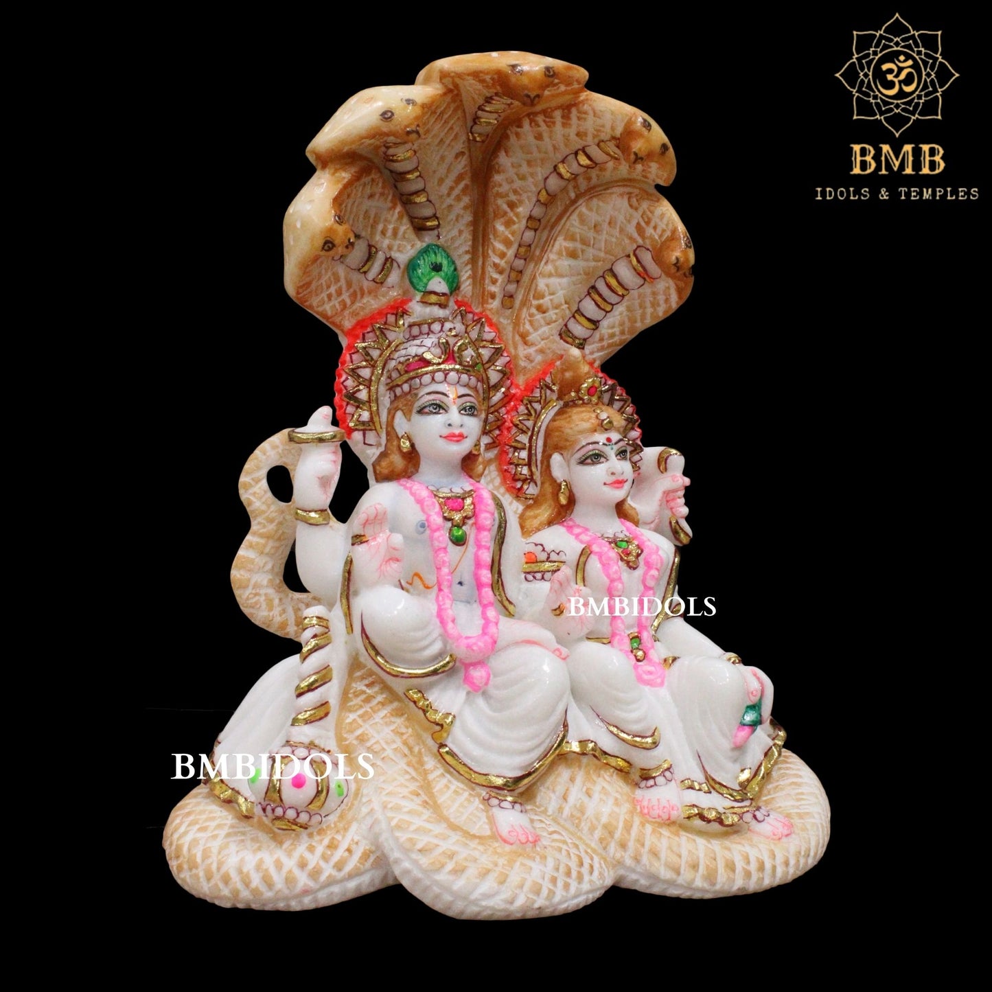 Sheshnaag Lakshmi Naryan Statue made in Makrana marble in 12inches