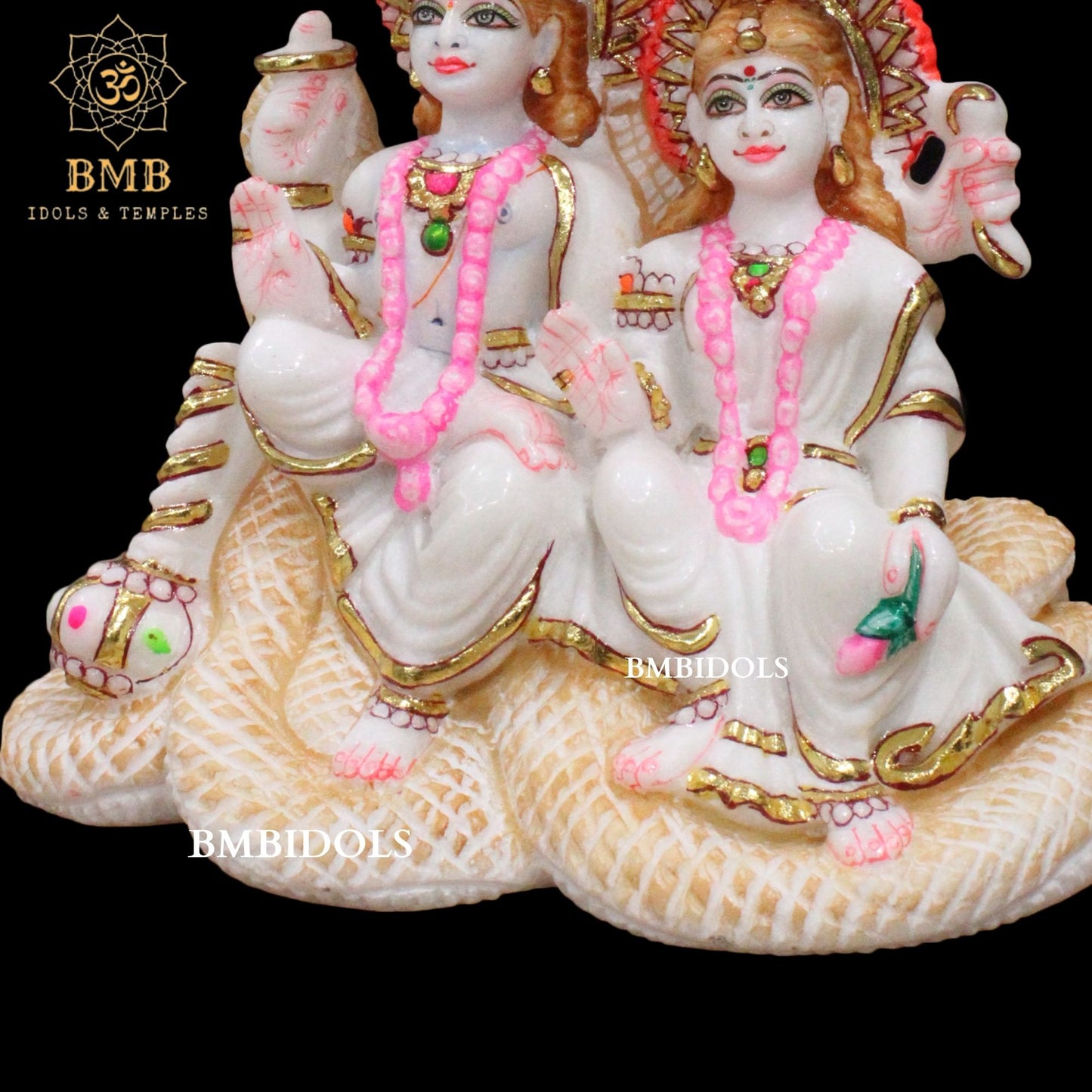 Sheshnaag Lakshmi Naryan Statue made in Makrana marble in 12inches