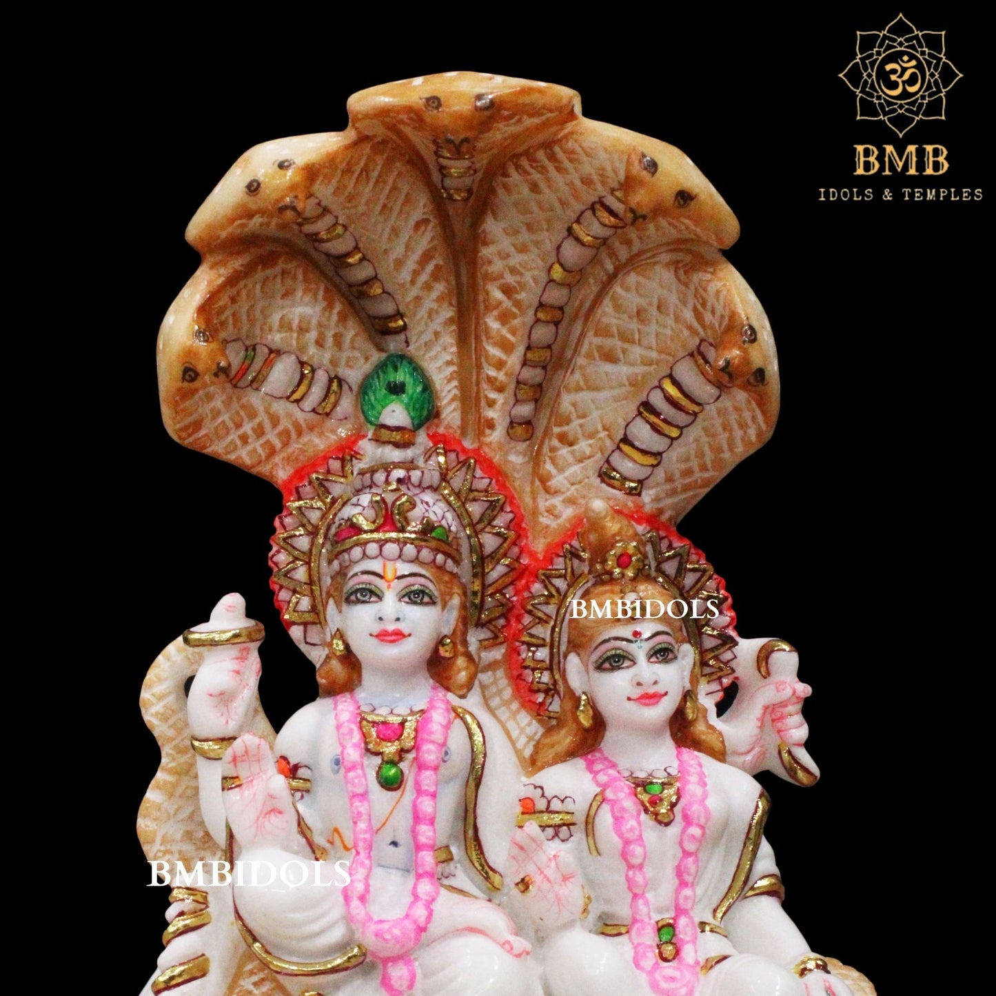 Sheshnaag Lakshmi Naryan Statue made in Makrana marble in 12inches