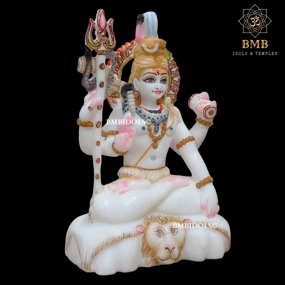 Marble Shiv Parvati Murti made in Makrana Marble in 9inches for Home Temple