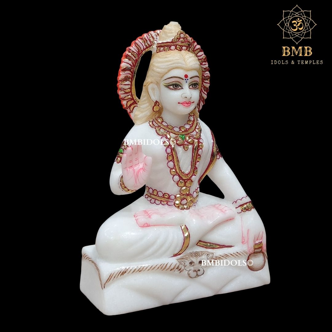 Marble Shiv Parvati Murti made in Makrana Marble in 9inches for Home Temple