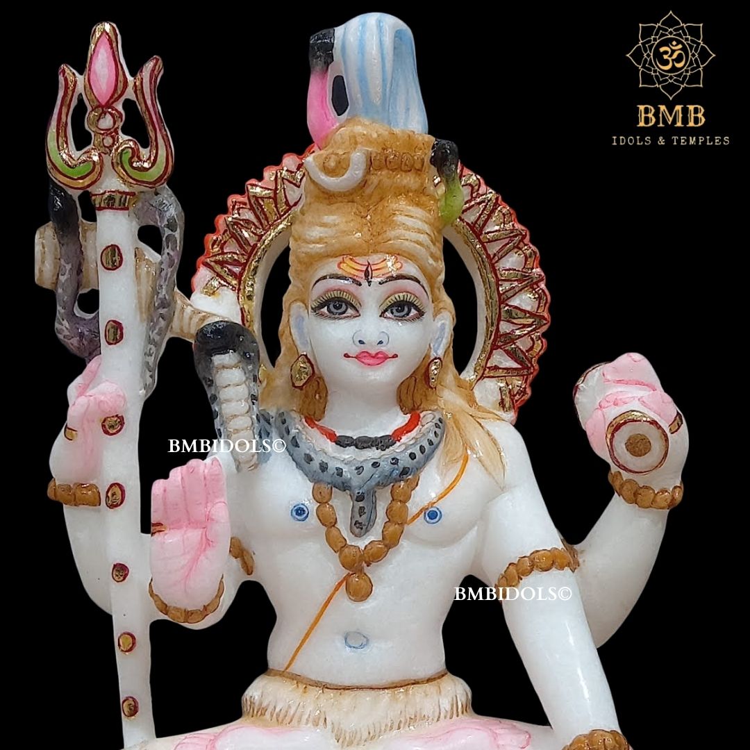 Marble Shiv Parvati Murti made in Makrana Marble in 9inches for Home Temple