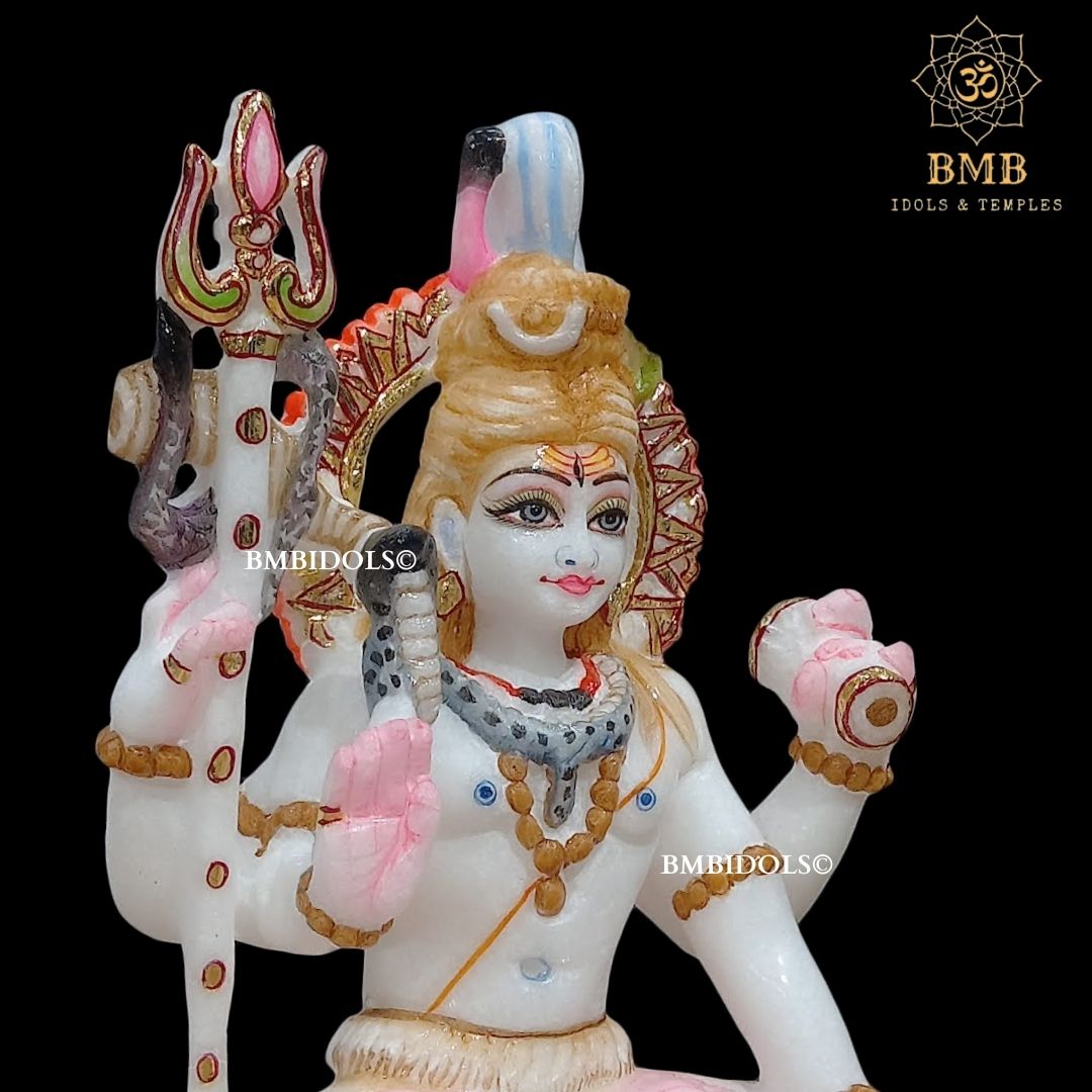 Marble Shiv Parvati Murti made in Makrana Marble in 9inches for Home Temple