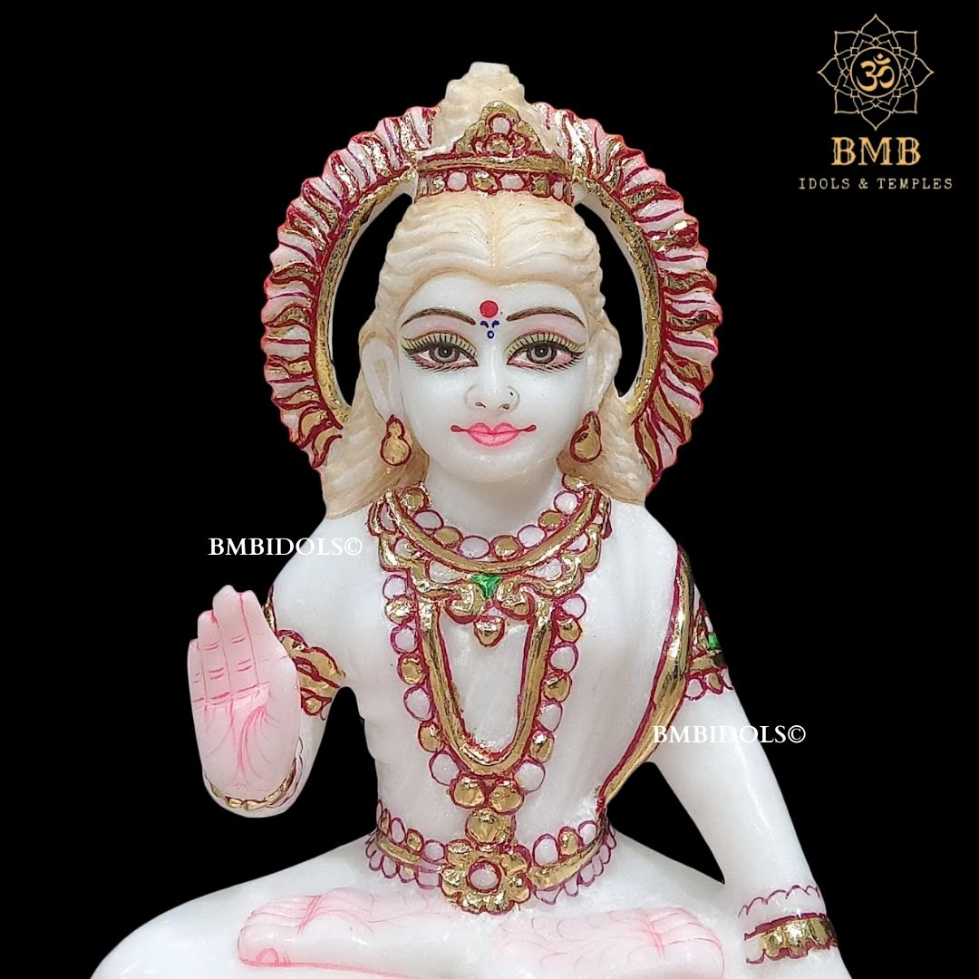 Marble Shiv Parvati Murti made in Makrana Marble in 9inches for Home Temple