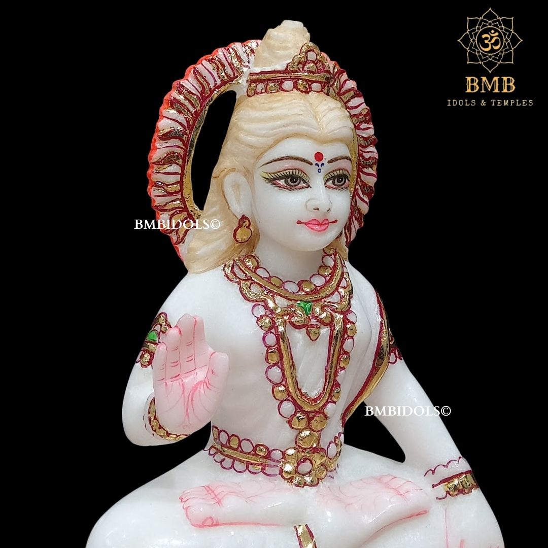 Marble Shiv Parvati Murti made in Makrana Marble in 9inches for Home Temple