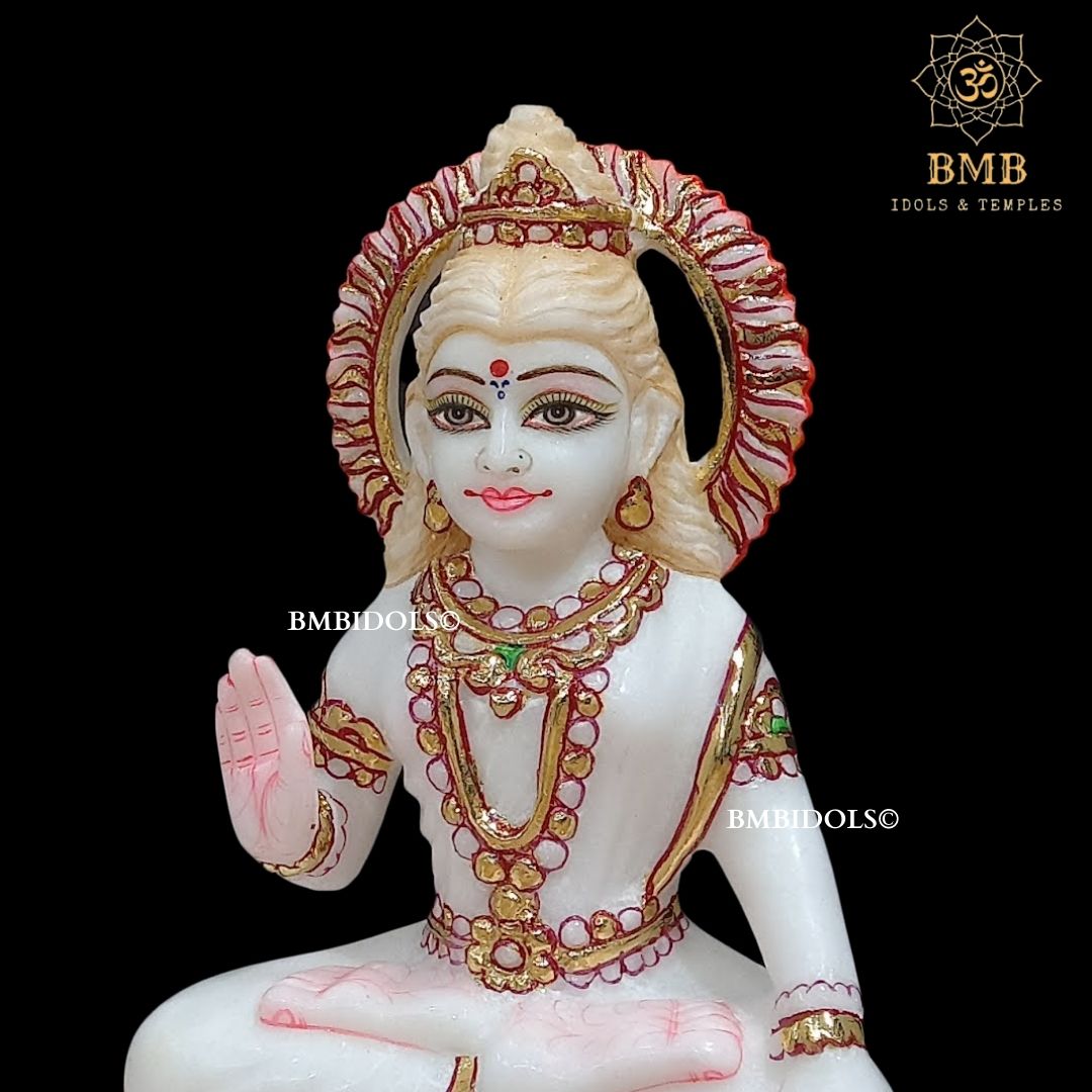 Marble Shiv Parvati Murti made in Makrana Marble in 9inches for Home Temple