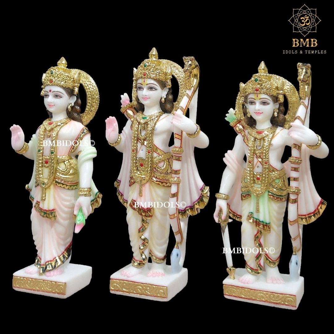 Marble Ram Darbar Statue made in Makrana Marble in 18inches with Ram Lakshman and Sita