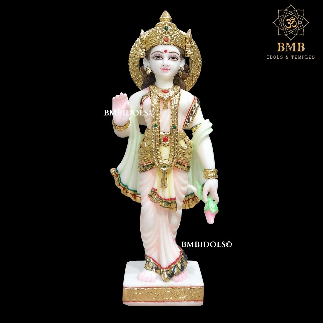 Marble Ram Darbar Statue made in Makrana Marble in 18inches with Ram Lakshman and Sita