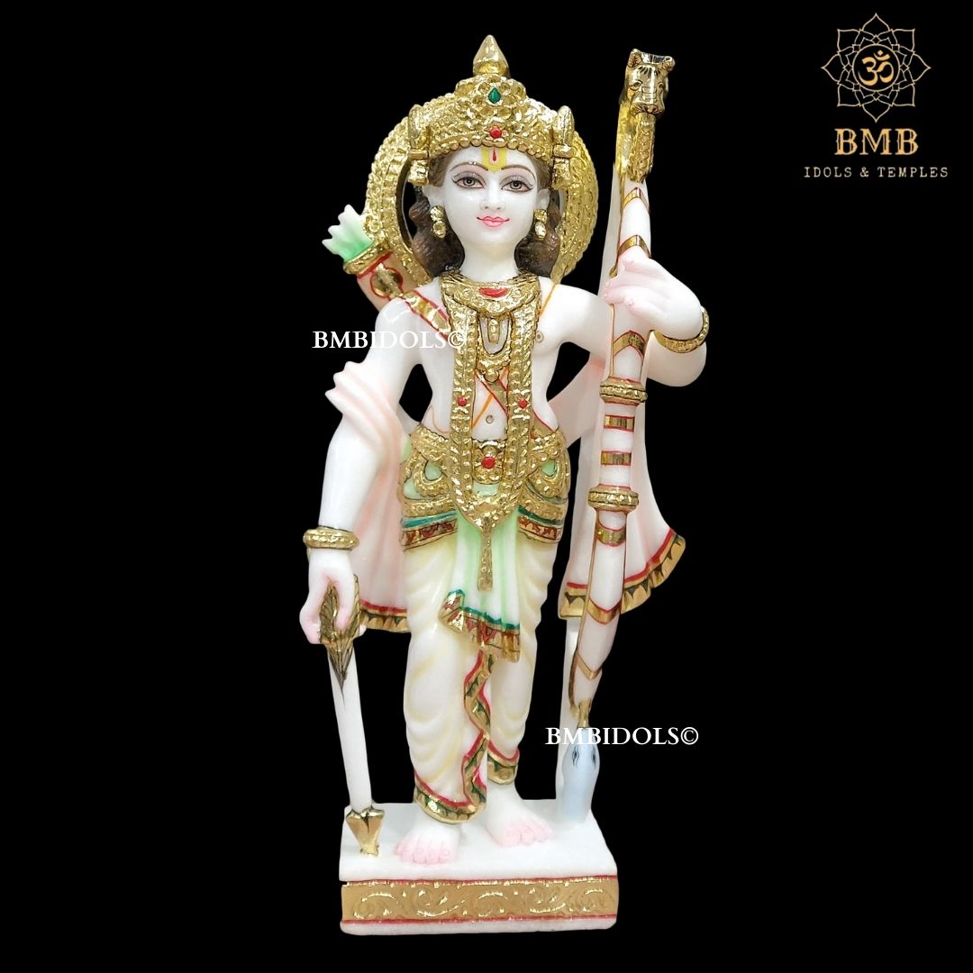 Marble Ram Darbar Statue made in Makrana Marble in 18inches with Ram Lakshman and Sita