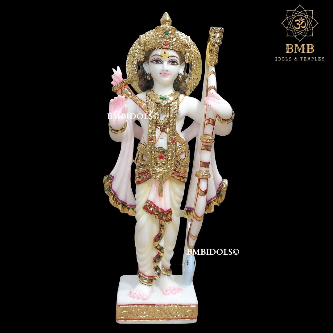 Marble Ram Darbar Statue made in Makrana Marble in 18inches with Ram Lakshman and Sita