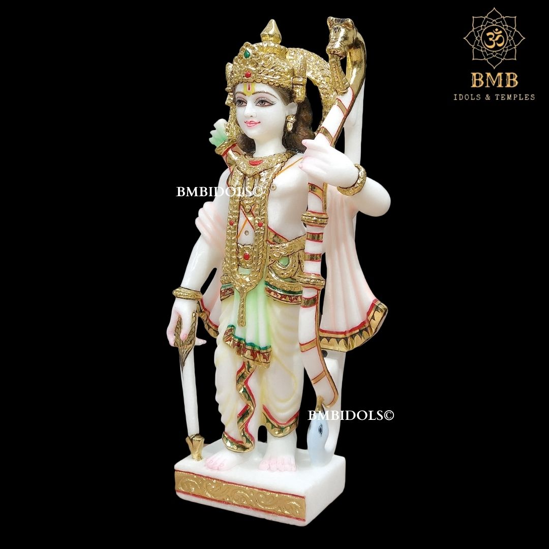 Marble Ram Darbar Statue made in Makrana Marble in 18inches with Ram Lakshman and Sita