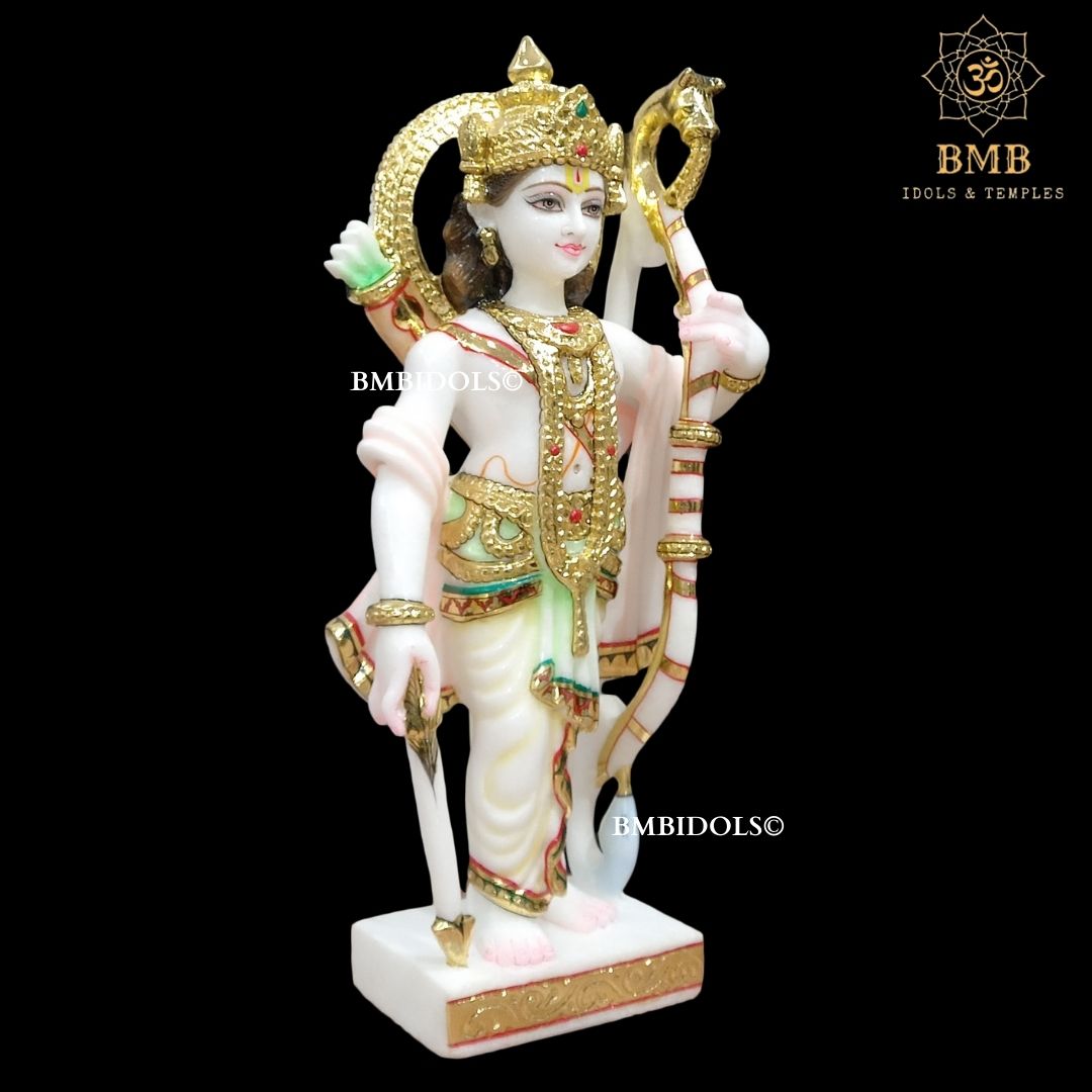 Marble Ram Darbar Statue made in Makrana Marble in 18inches with Ram Lakshman and Sita