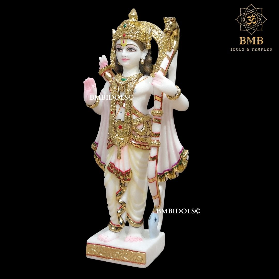 Marble Ram Darbar Statue made in Makrana Marble in 18inches with Ram Lakshman and Sita