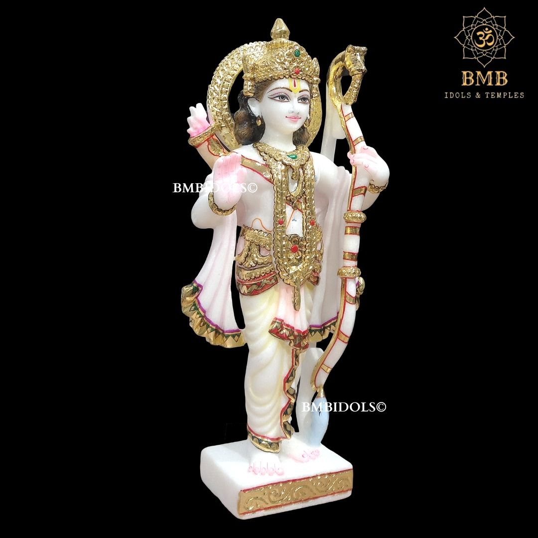 Marble Ram Darbar Statue made in Makrana Marble in 18inches with Ram Lakshman and Sita