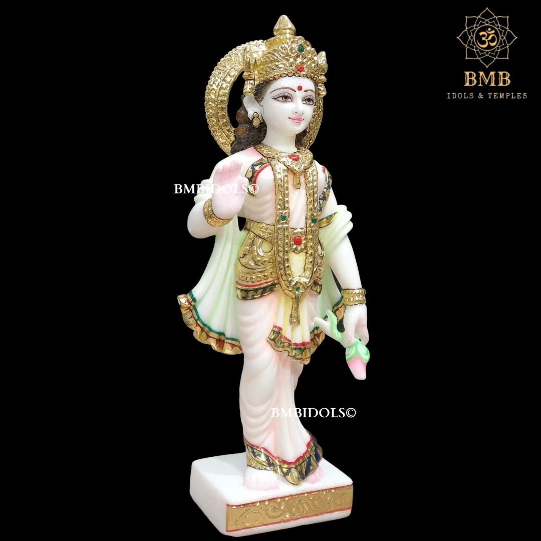 Marble Ram Darbar Statue made in Makrana Marble in 18inches with Ram Lakshman and Sita