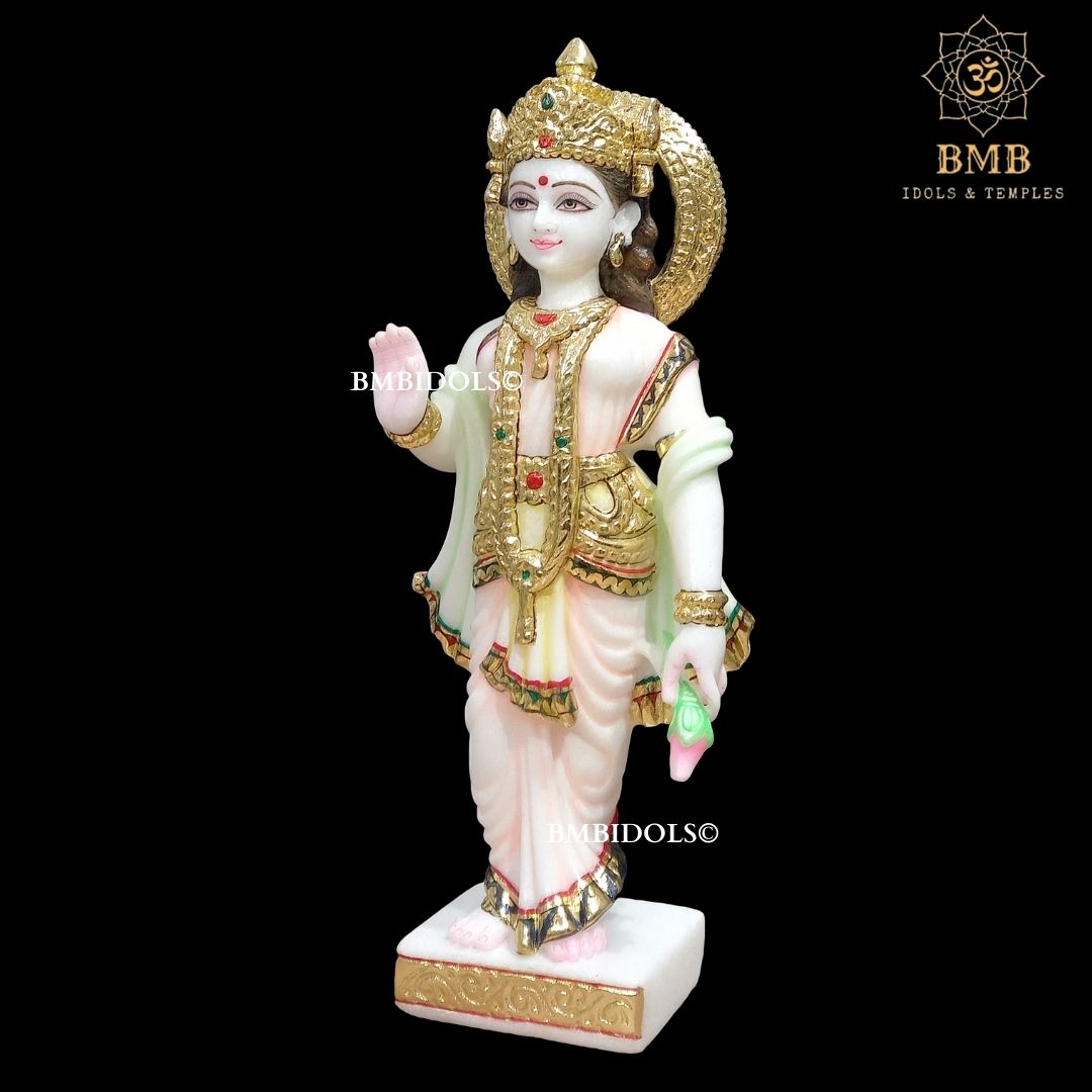 Marble Ram Darbar Statue made in Makrana Marble in 18inches with Ram Lakshman and Sita