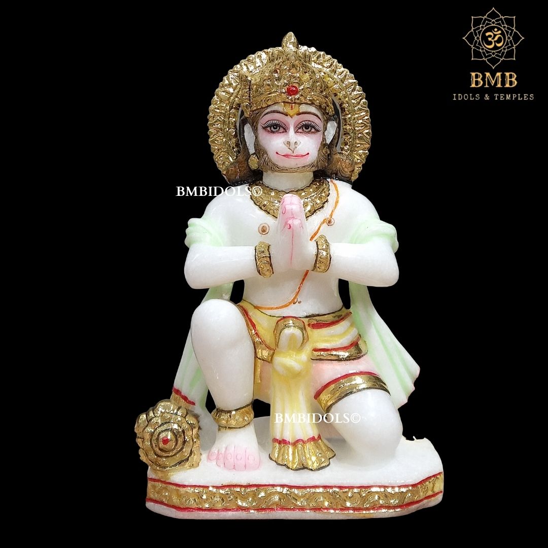 Marble Ram Darbar Statue made in Makrana Marble in 18inches with Ram Lakshman and Sita