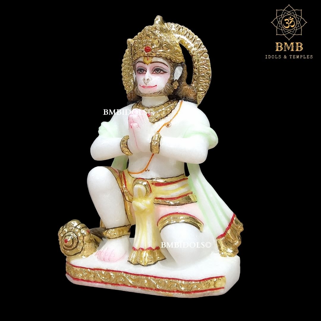 Marble Ram Darbar Statue made in Makrana Marble in 18inches with Ram Lakshman and Sita