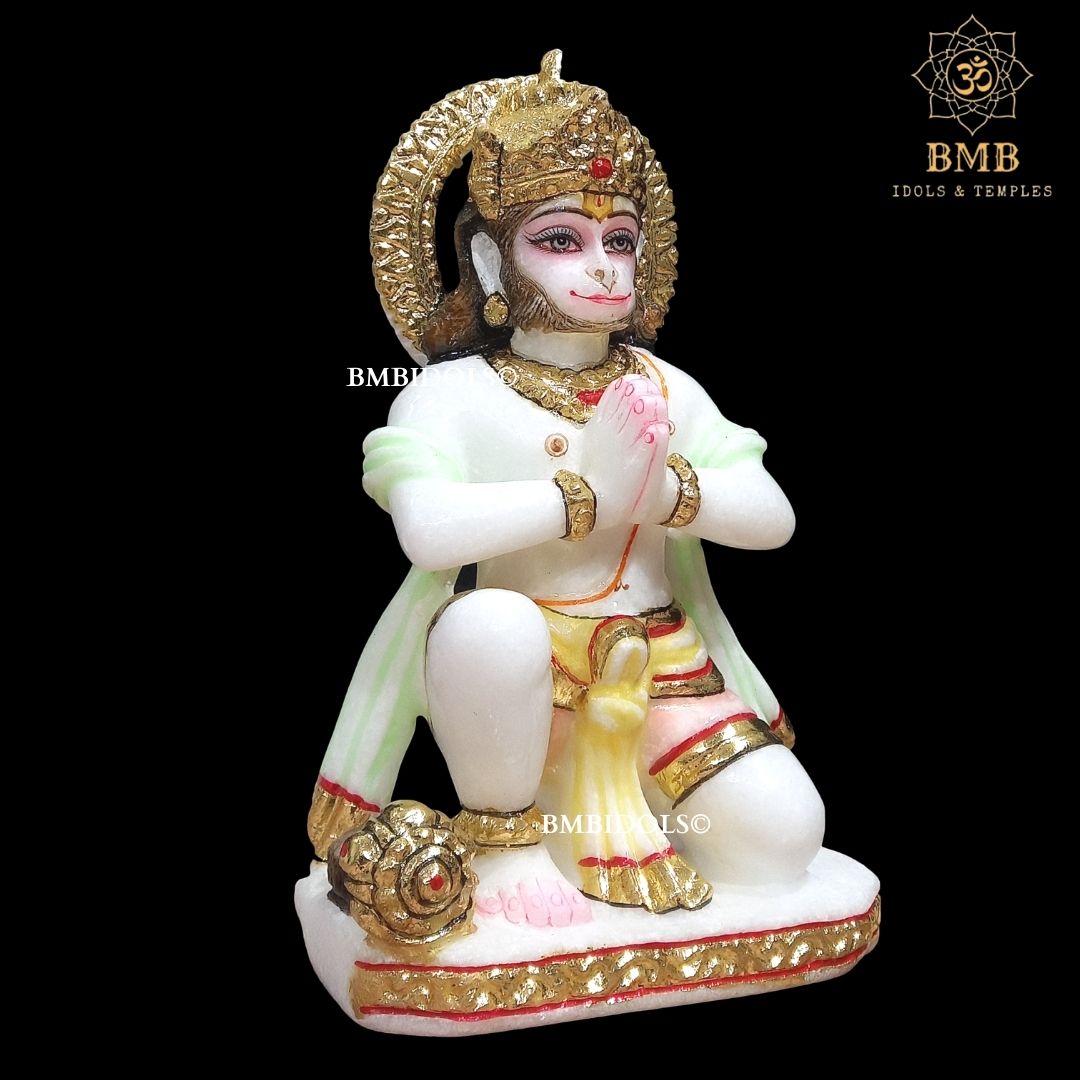 Marble Ram Darbar Statue made in Makrana Marble in 18inches with Ram Lakshman and Sita