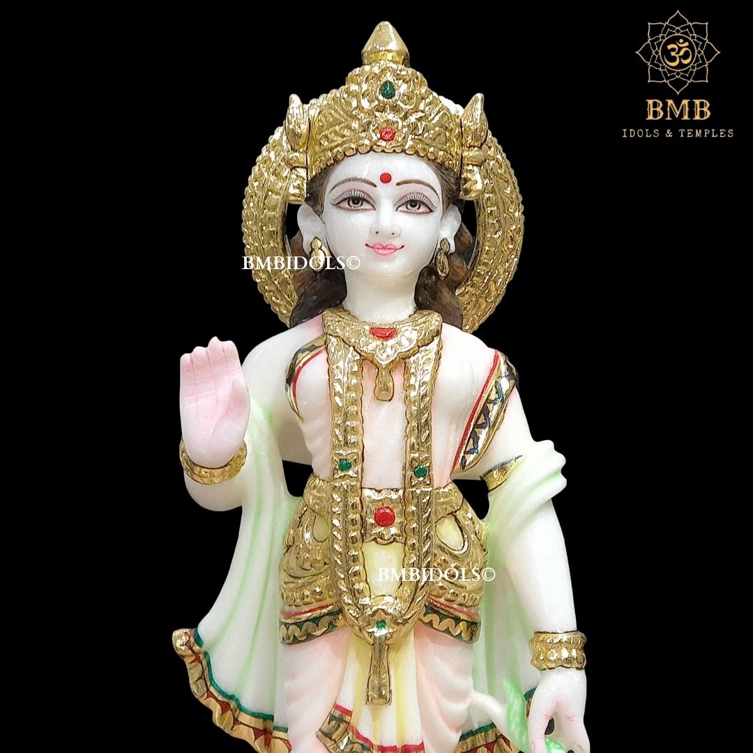 Marble Ram Darbar Statue made in Makrana Marble in 18inches with Ram Lakshman and Sita