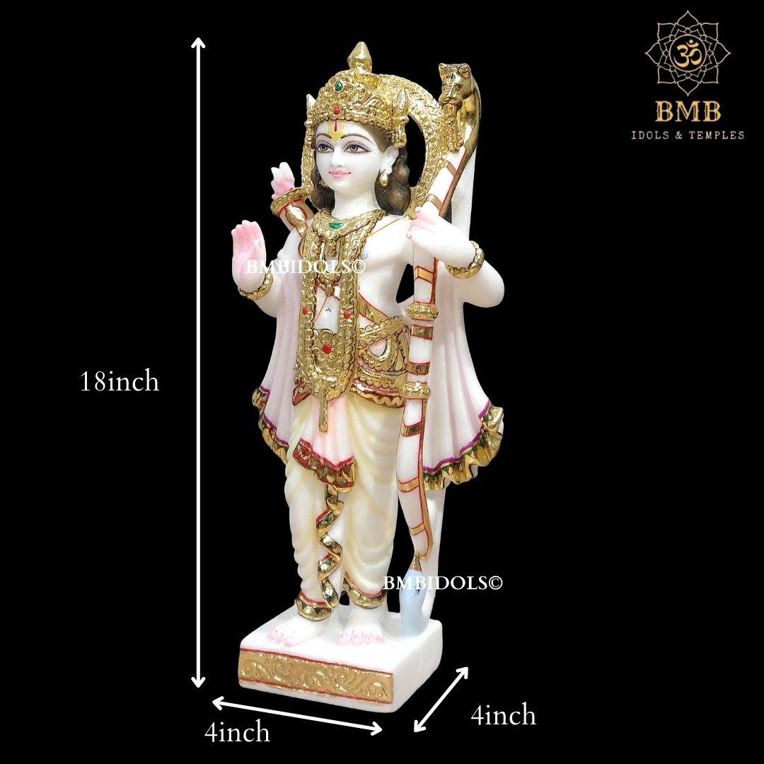 Marble Ram Darbar Statue made in Makrana Marble in 18inches with Ram Lakshman and Sita