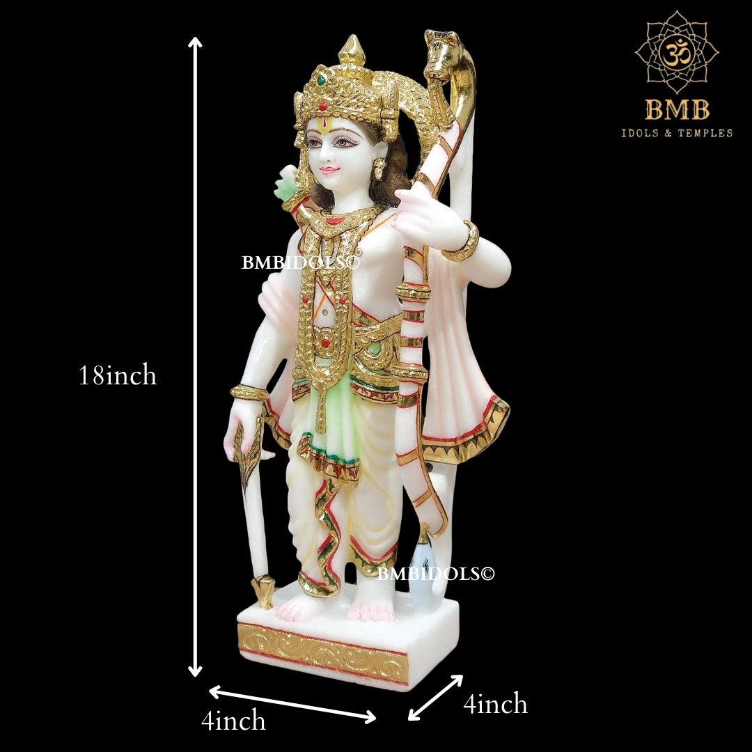 Marble Ram Darbar Statue made in Makrana Marble in 18inches with Ram Lakshman and Sita