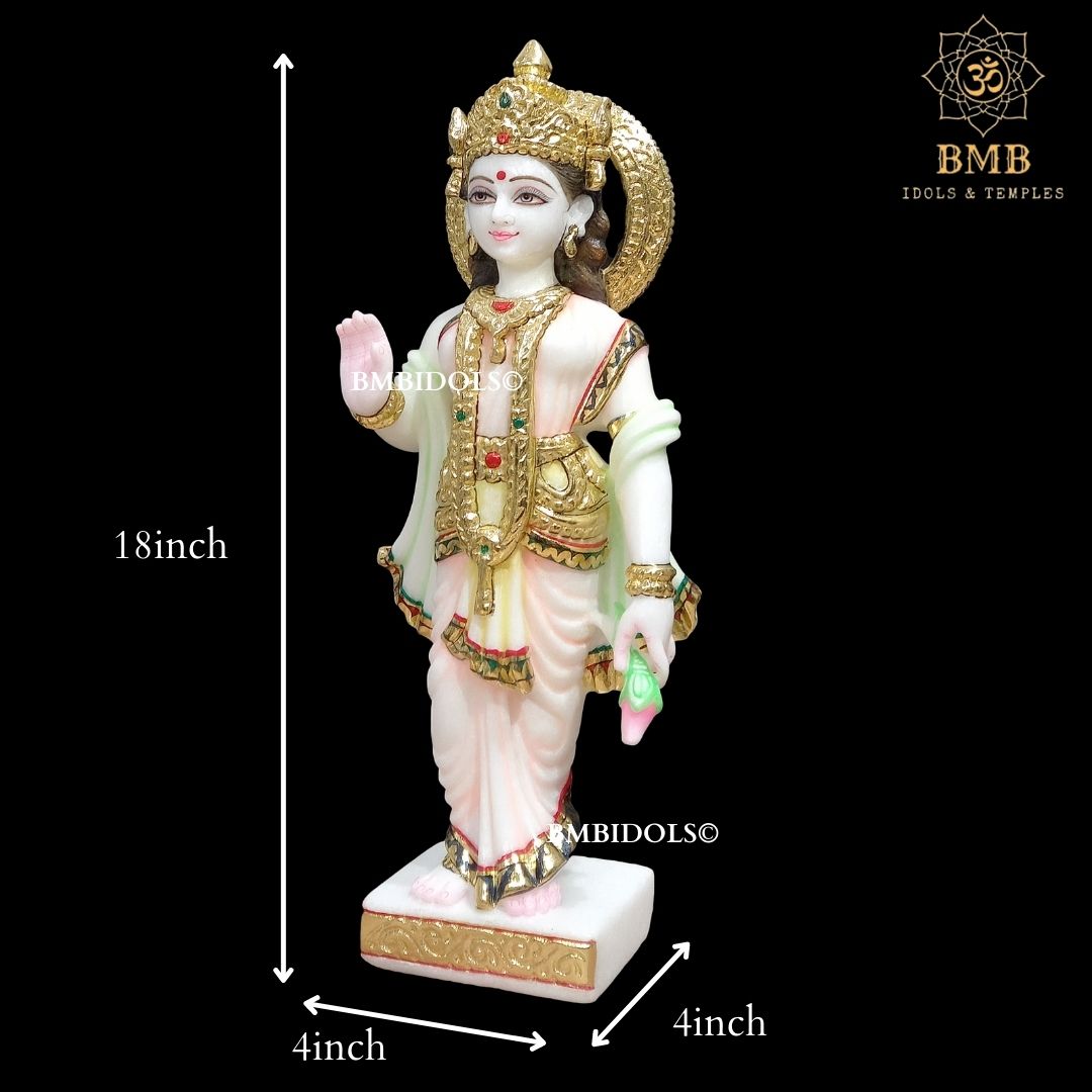 Marble Ram Darbar Statue made in Makrana Marble in 18inches with Ram Lakshman and Sita