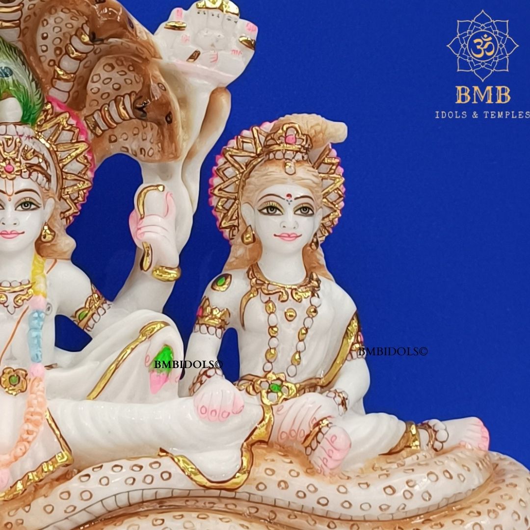 Marble Lakshmi Narayan Murti made White Makrana Marble in 9inches