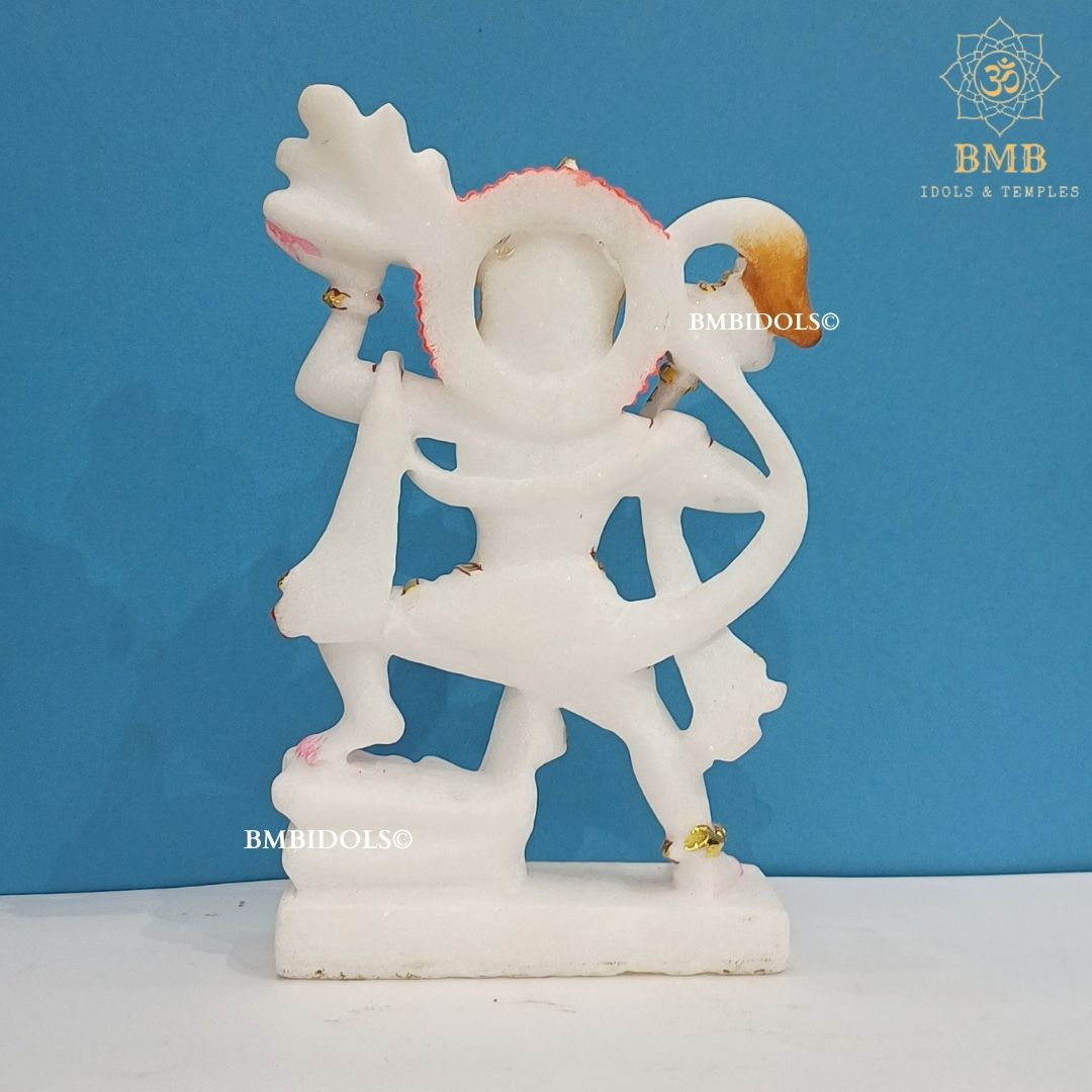 Marble Veer Hanuman Statue made in 7inches for Home and Temples