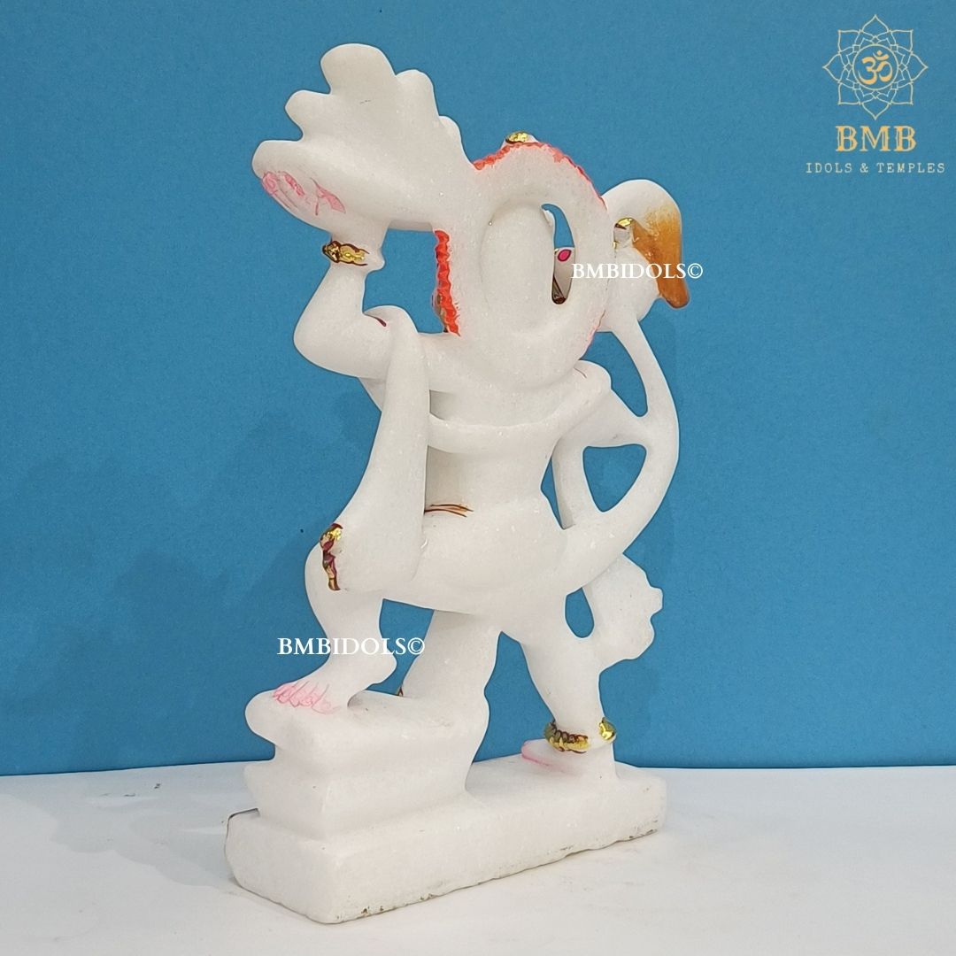 Marble Veer Hanuman Statue made in 7inches for Home and Temples