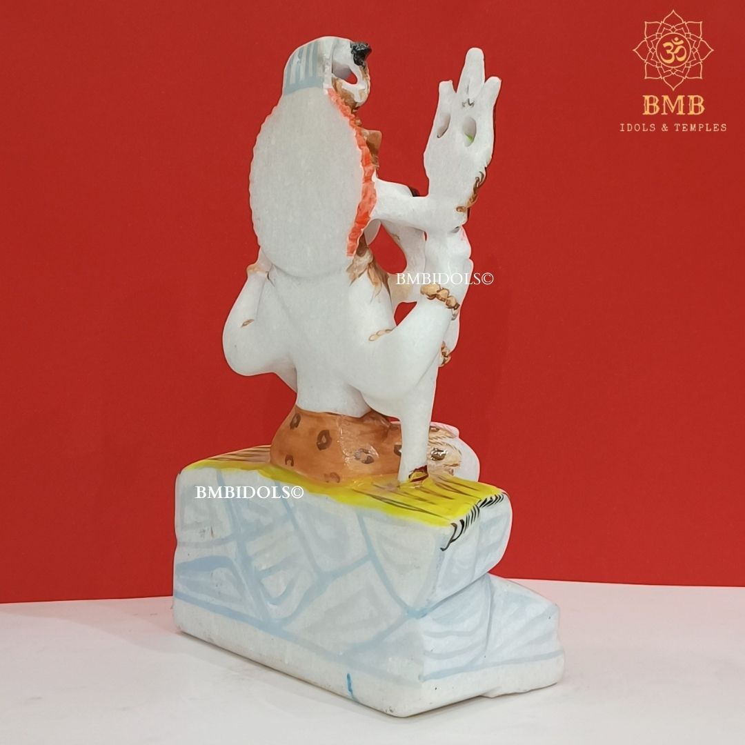 Marble Four Hands Shiva Statue in White Makrana Marble in 9inches