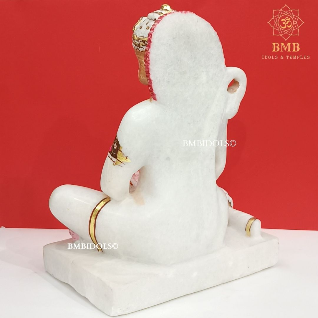 Marble Hanuman Statue in Sitting Posture made in Makrana Marble