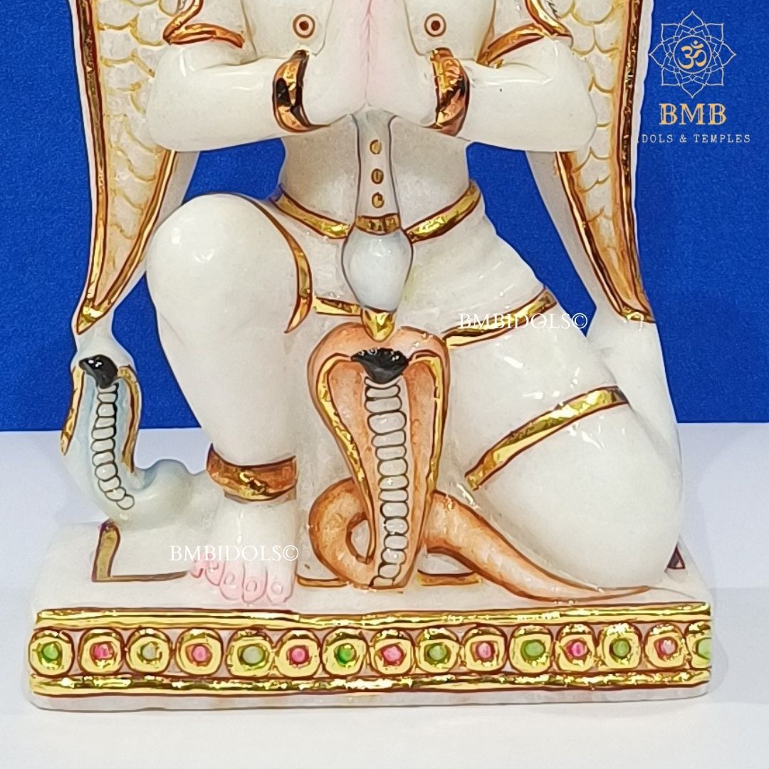 White Marble Garud Statue made in Makrana Marble in 12inches
