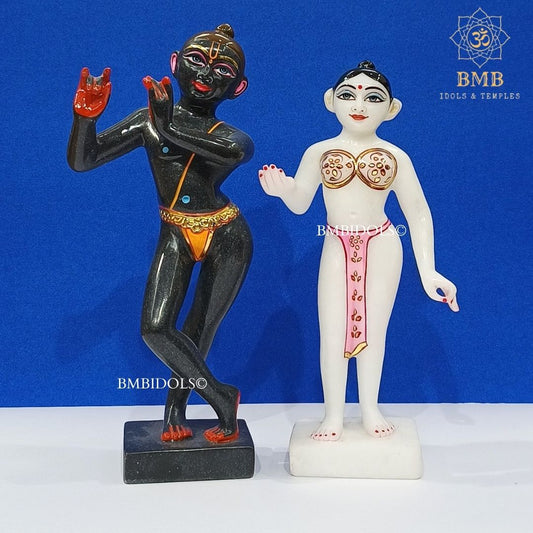 Marble Iskcon Radha Krishna Murti Vigrah made in White and Blackstone