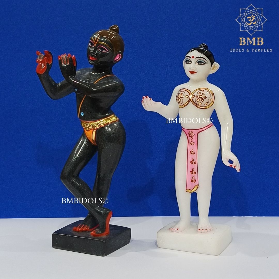 Marble Iskcon Radha Krishna Murti Vigrah made in White and Blackstone