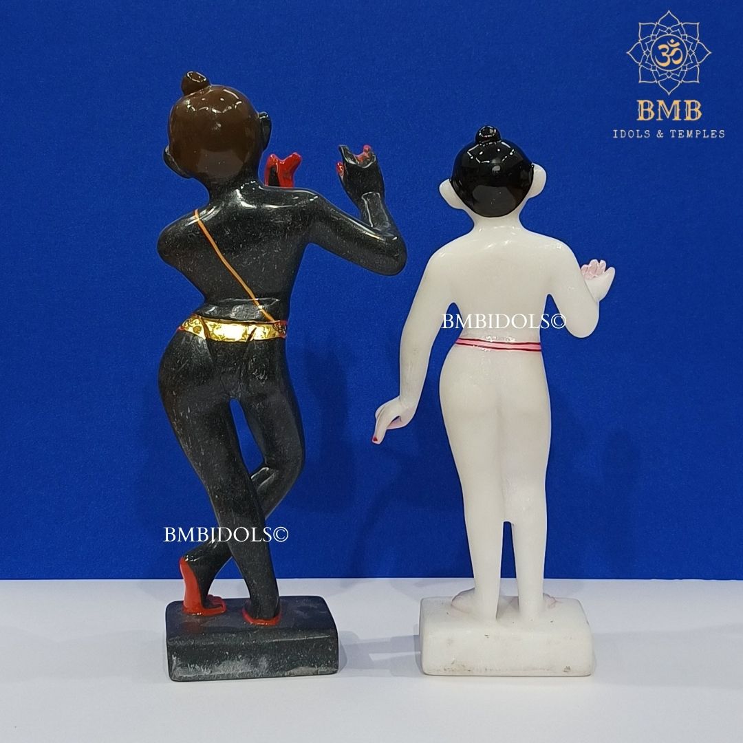 Marble Iskcon Radha Krishna Murti Vigrah made in White and Blackstone