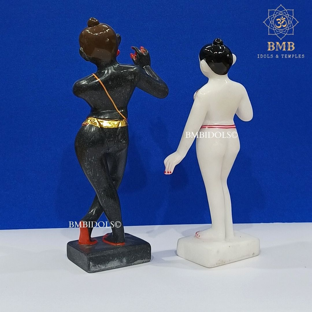 Marble Iskcon Radha Krishna Murti Vigrah made in White and Blackstone