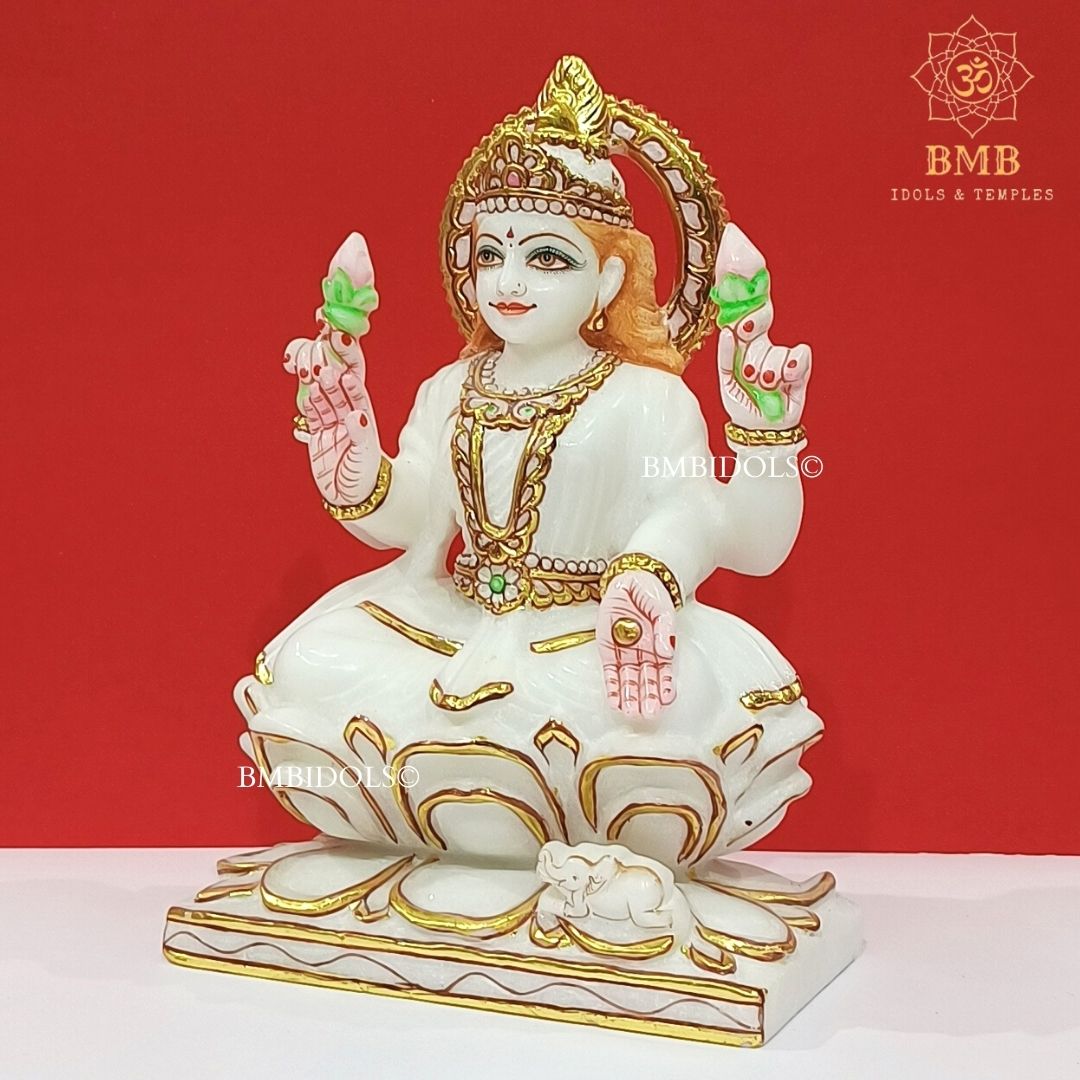 Marble Lakshmi Mata Murti made in Makrana Marble in 11inches