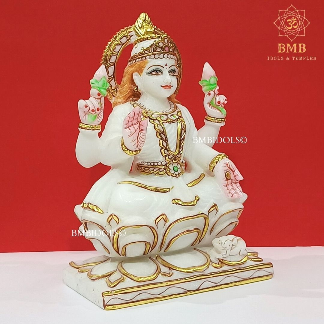 Marble Lakshmi Mata Murti made in Makrana Marble in 11inches
