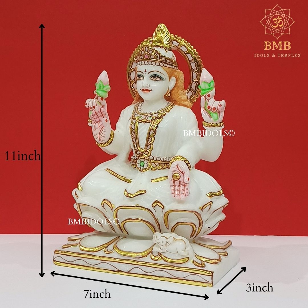 Marble Lakshmi Mata Murti made in Makrana Marble in 11inches