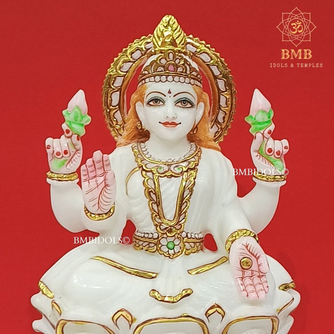 Marble Lakshmi Mata Murti made in Makrana Marble in 11inches