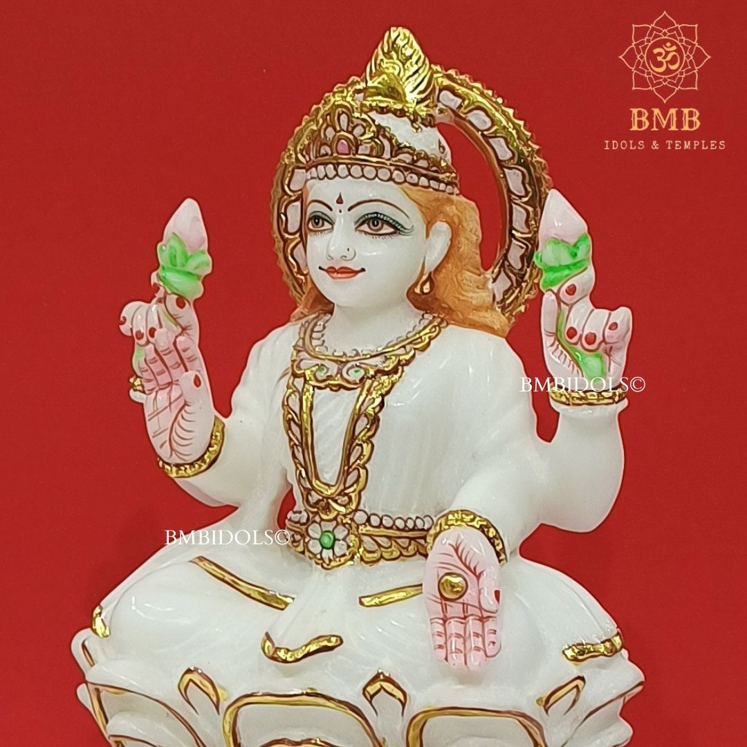 Marble Lakshmi Mata Murti made in Makrana Marble in 11inches